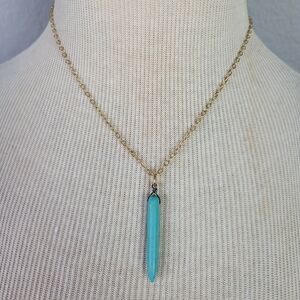 JAMI // turquoise bullet shaped pendant gold necklace